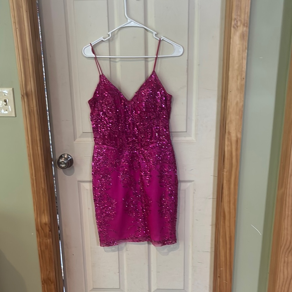 ADORA Pink Sequin Mini Dress